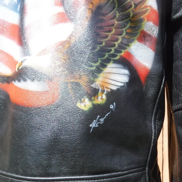 Motorcycle Jacket Vintage Black Leather Mens Sz 40 - Picture 5 of 11